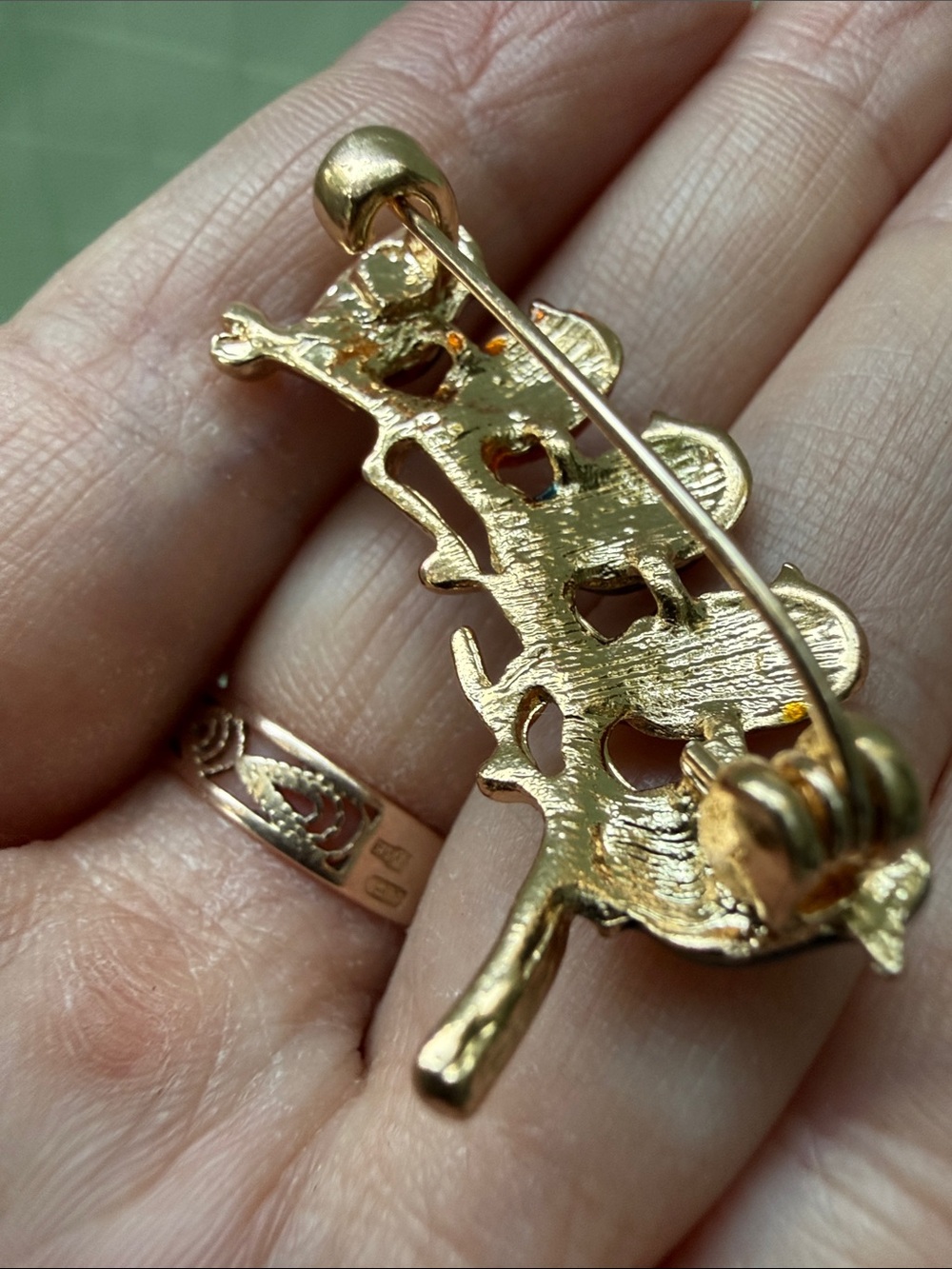 Vintage Gold-Tone Multicolor Enamel Crystal Bird Brooch - Colorful and Sparkly - Picture 6 of 7